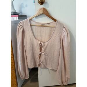 Levi’s Blush Pink Tie Front Blouse Cottagecore Romantic Y2K Top ✨